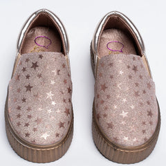 Girls' Star Print Rose Gold Slip-On Sneakers (Ages 1–8 Years) – Jaipur