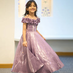 purple floral full length gown for girls 