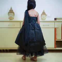 Stylish sleeveless black frock for girls, birthday party wear Jaipur