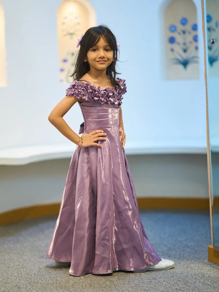 Stylish children’s gown with floral detailing, best kidswear shop Jaipur