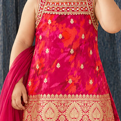 Devils N Angels red printed wide leg sharara kurta set for baby girls 1-2 years