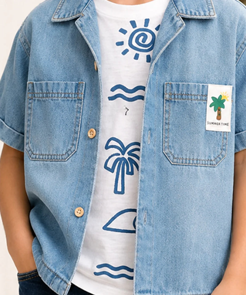Boys Light Blue Denim Shirt