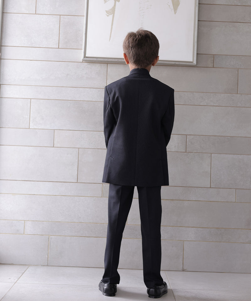 Trendy black Jodhpuri suit with red pocket square for boys, Jaipur ethnic outlet