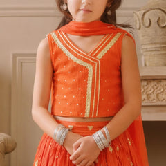 Orange Party Wear Girls Lehenga Choli | Kids Lehenga Jaipur