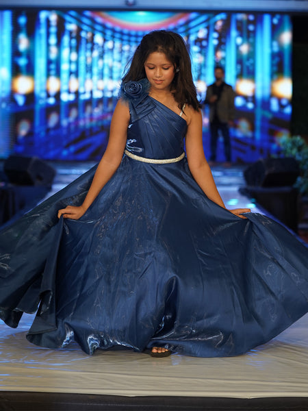 party wear navy blue long gown for girls 