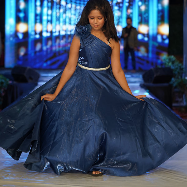 party wear navy blue long gown for girls 