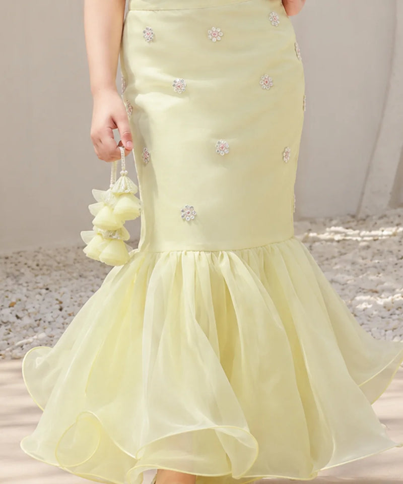 Sequin embroidered crop top with lehenga