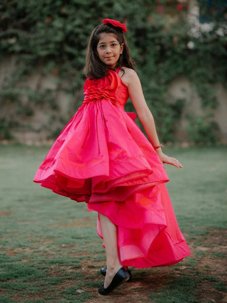 fashionable pink full length gown for girls 