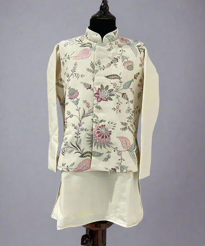 Traditional cream kurta pyjama for boys, branded children clothing Jaipur