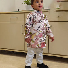 Multi-color floral boys kurta pyjama set, Jaipur festive kidswear