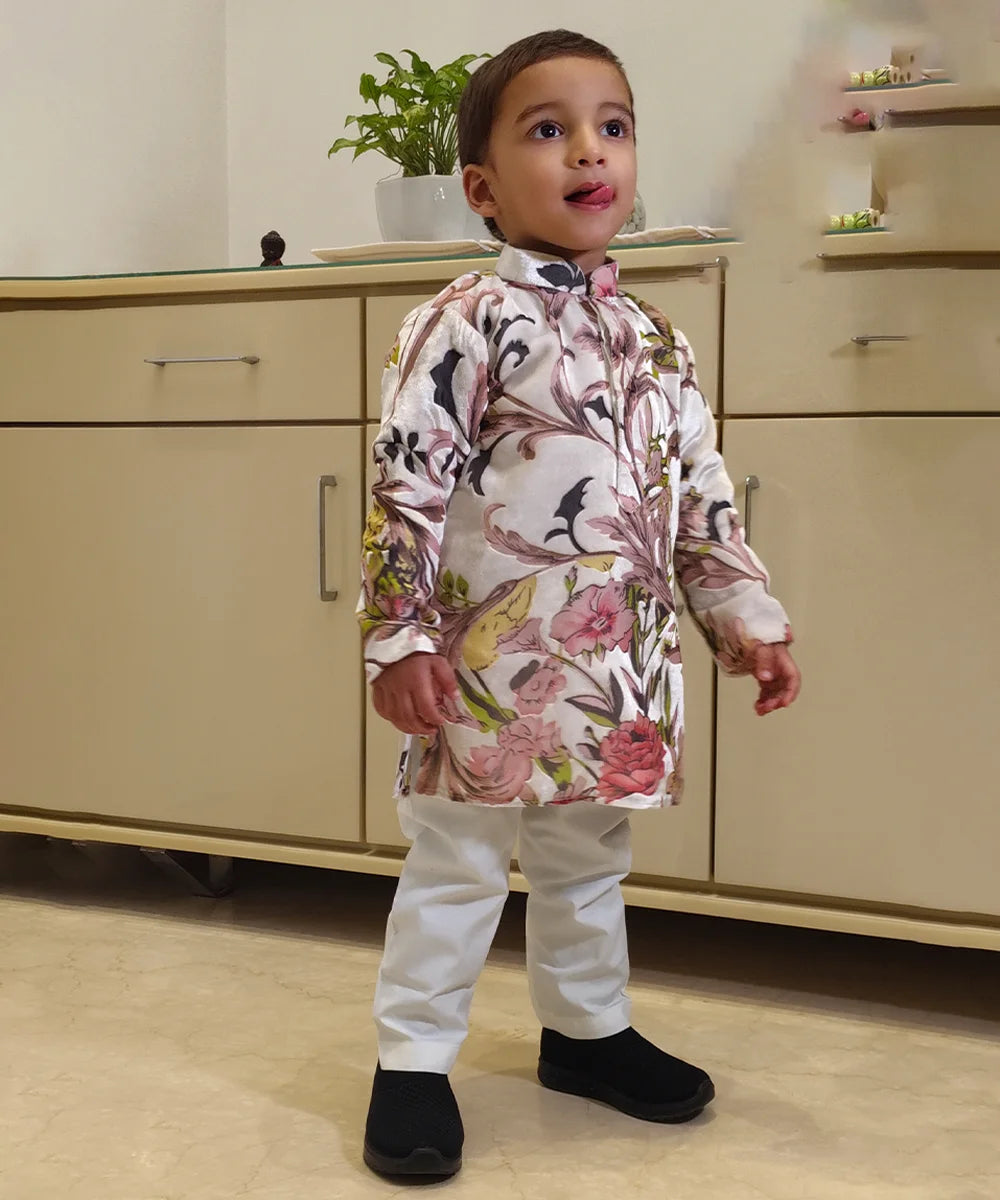 Multi-color floral boys kurta pyjama set, Jaipur festive kidswear