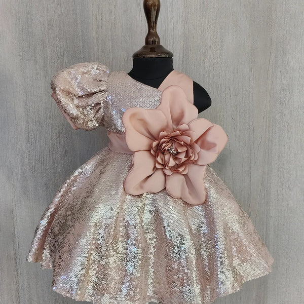 Baby girl birthday dress with flower detail