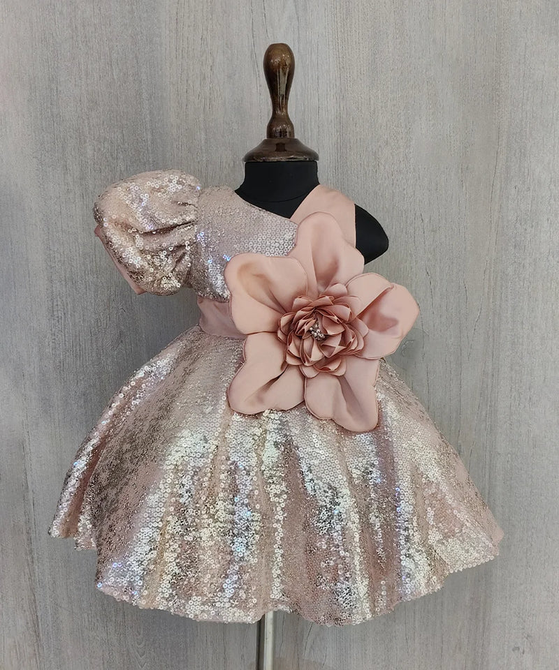 Baby girl birthday dress with flower detail