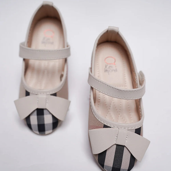 Kids' plaid ballerina shoes featuring a classic bow and cushioned insole, Jaipur