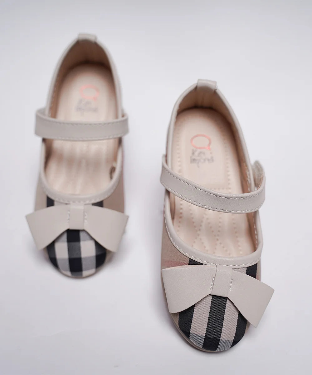 Kids' plaid ballerina shoes featuring a classic bow and cushioned insole, Jaipur