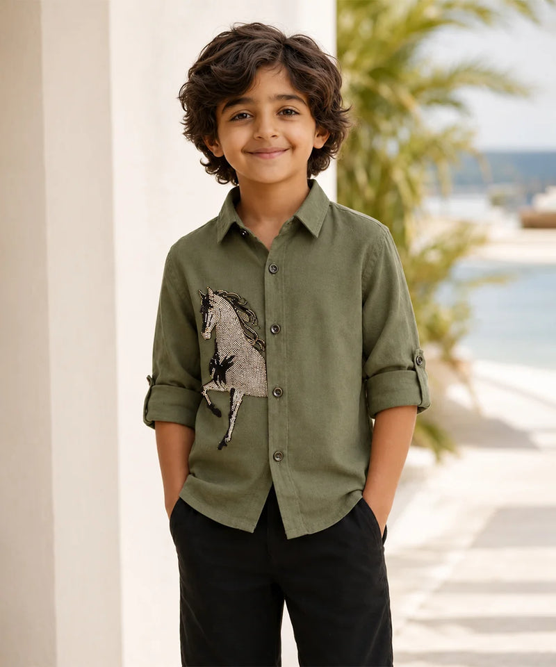 Boys Green Shirt For Birthday