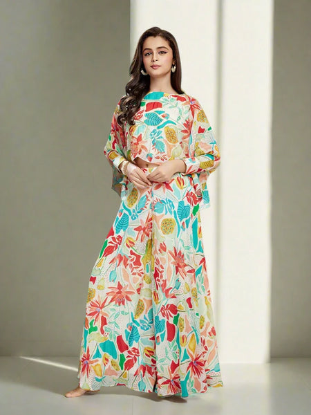 Graceful Kids Girls Sharara Set with Prints for Formal and Casual Events