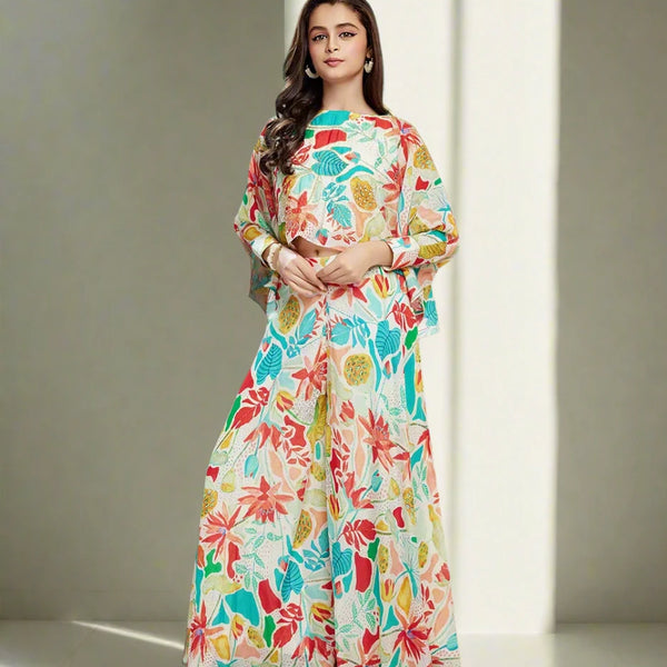 Graceful Kids Girls Sharara Set with Prints for Formal and Casual Events