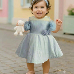 Devils N Angels Sky Blue Party Frock for Girls 6-9 Months | Jaipur