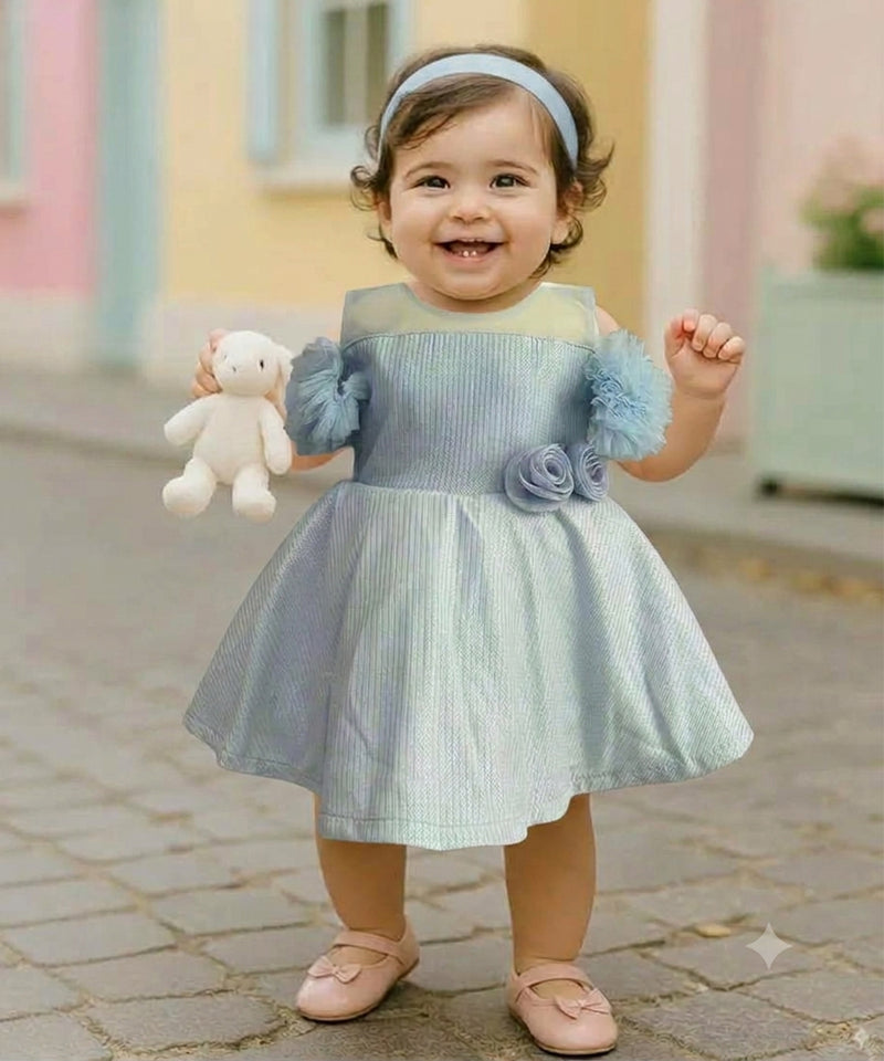 Devils N Angels Sky Blue Party Frock for Girls 6-9 Months | Jaipur