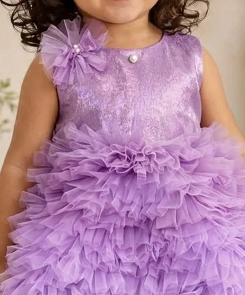 Devils N Angels Lavender Layered Net Party Frock for Baby Girls 0-6 Months | Jaipur