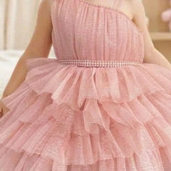 Devils N Angels Peach One-Shoulder Frill Party Frock for Baby Girls 9-12 Months | Jaipur