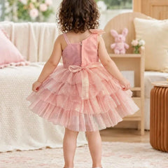 Devils N Angels Peach One-Shoulder Frill Party Frock for Baby Girls 9-12 Months | Jaipur