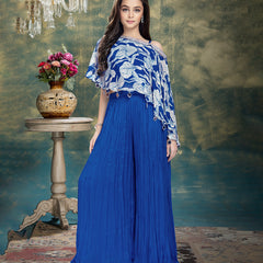 Blue Printed Palazzo for Kids - Jaipur's Kids' Wear Store