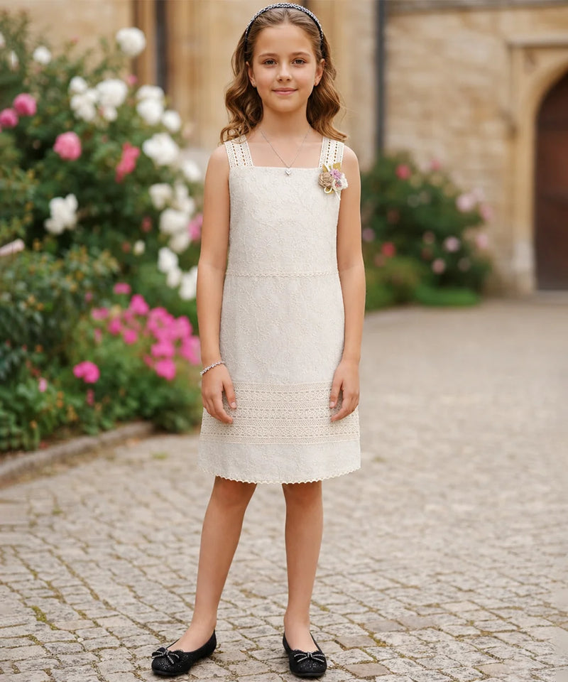 Girls White Casual dress