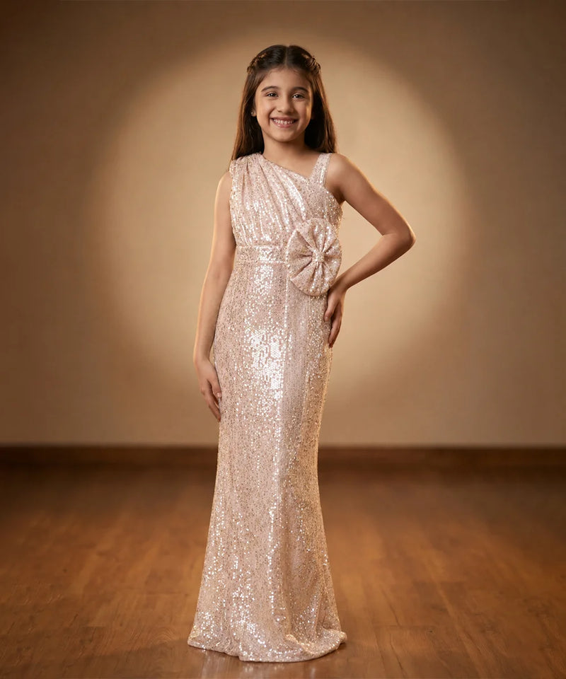 Devils N Angels Elegant Pink Sequin Gown Jaipur