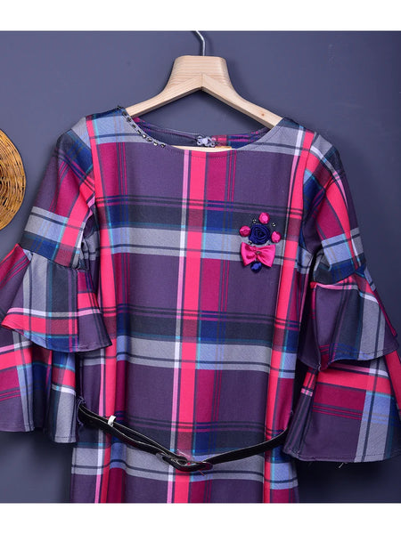 checks summer dress for girls 