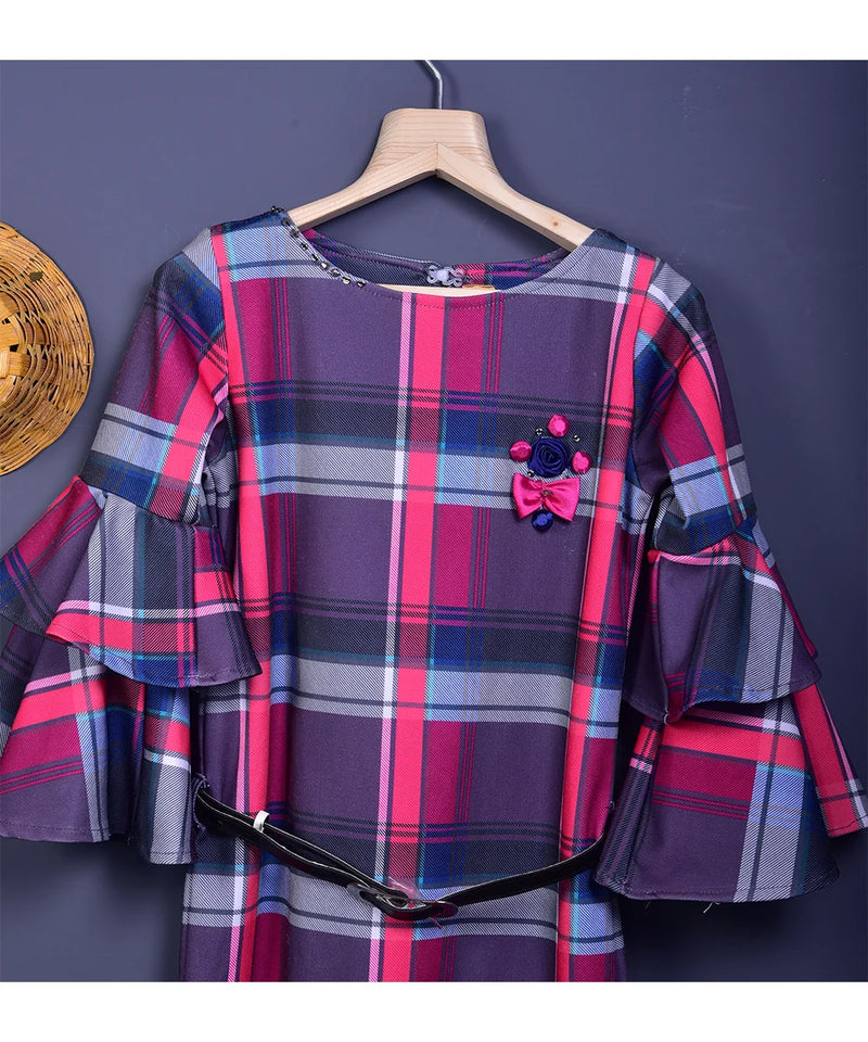checks summer dress for girls 