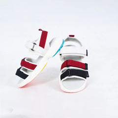 Girls' colorblock summer sandals with red and black adjustable straps, Jaipur, ages 1–8 years