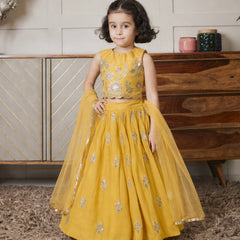 Devils N Angels Girls Yellow Party Wear Lehenga Choli Set Sizes 1-7 Years Jaipur