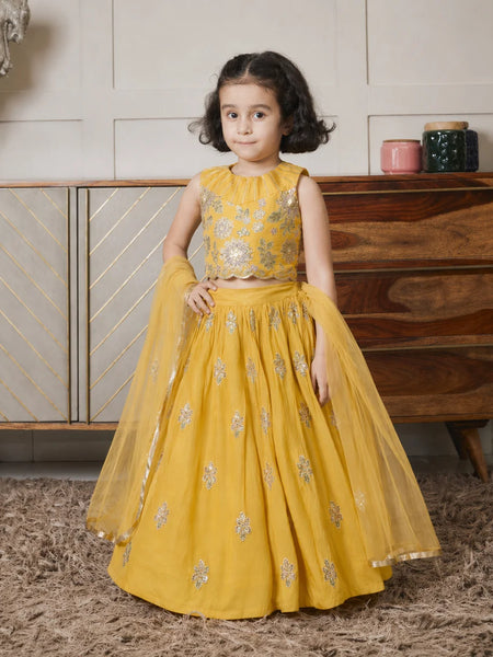 Devils N Angels Girls Yellow Party Wear Lehenga Choli Set Sizes 1-7 Years Jaipur