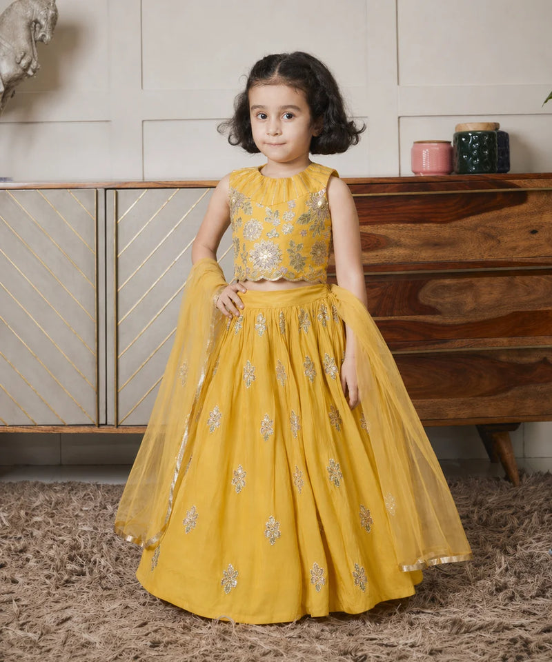 Devils N Angels Girls Yellow Party Wear Lehenga Choli Set Sizes 1-7 Years Jaipur