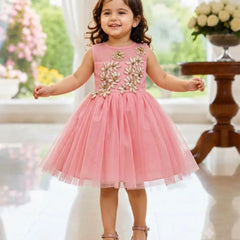 Devils N Angels Peach Floral Birthday Frock for Baby Girls 6-9 Months | Jaipur