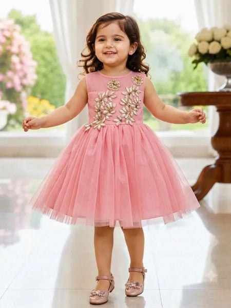 Devils N Angels Peach Floral Birthday Frock for Baby Girls 6-9 Months | Jaipur
