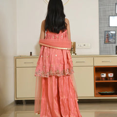 Peach Sharara Set for Girls – Graceful & Festive