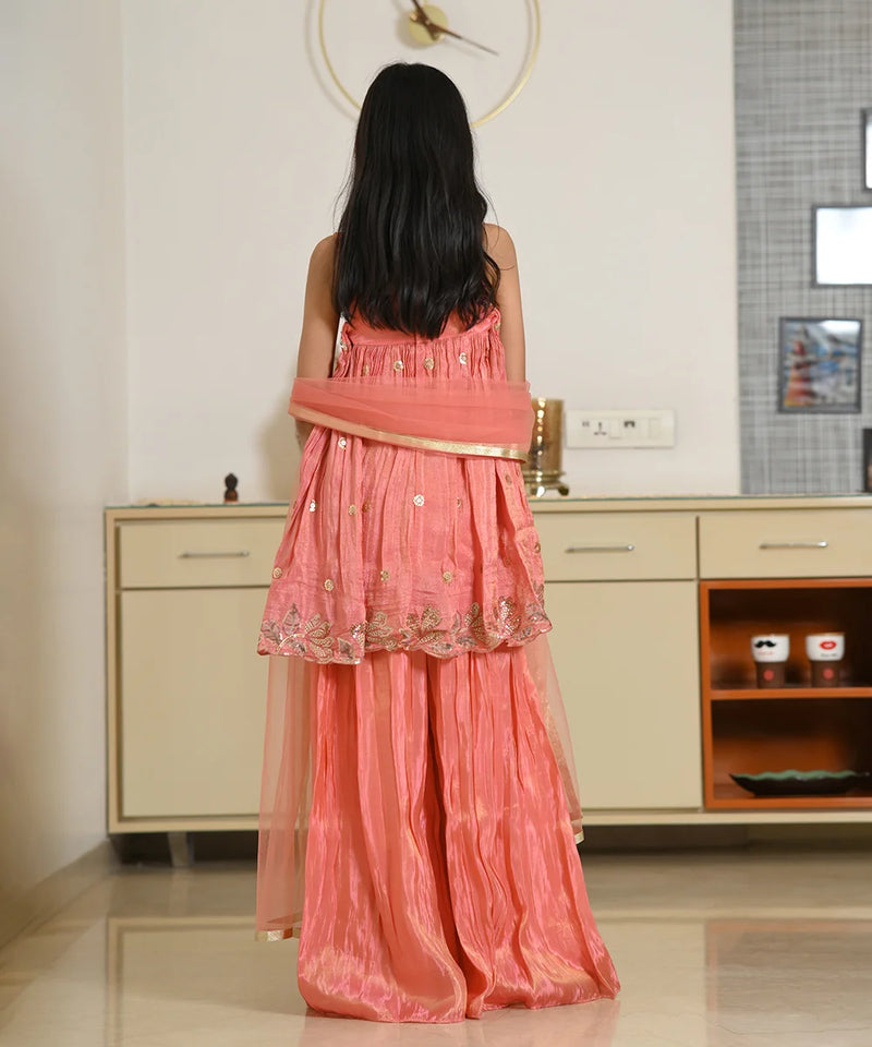 Peach Sharara Set for Girls – Graceful & Festive
