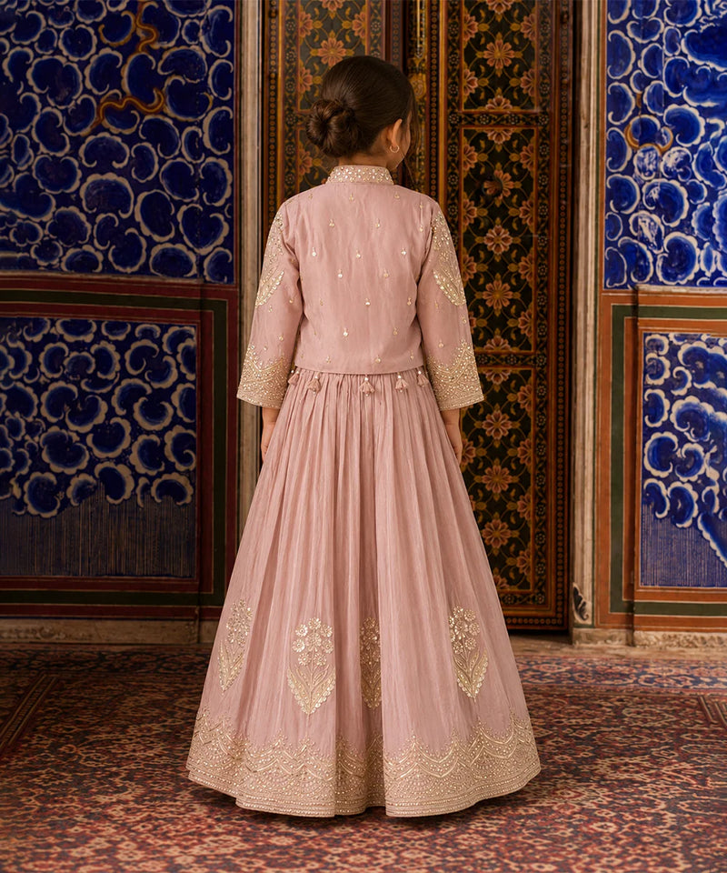 Girls festive lehenga with sequin embroidery