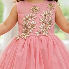 Devils N Angels Peach Floral Birthday Frock for Baby Girls 6-9 Months | Jaipur