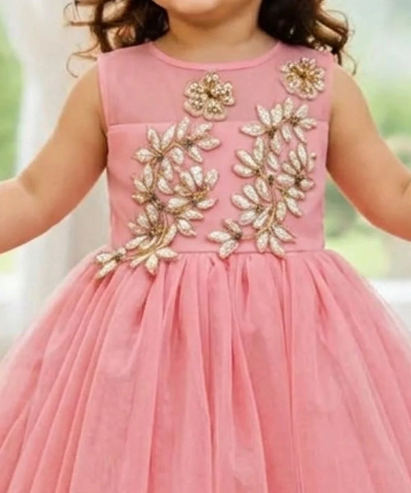 Devils N Angels Peach Floral Birthday Frock for Baby Girls 6-9 Months | Jaipur