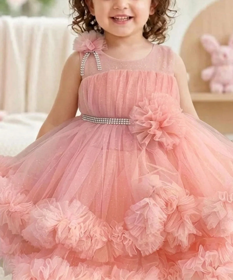 Devils N Angels Pink Frill Frock for Baby Girls Birthday Dress 9-12 Months | Jaipur