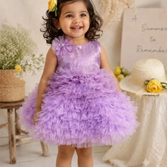 Devils N Angels Lavender Layered Net Party Frock for Baby Girls 0-6 Months | Jaipur
