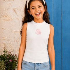 Devils N Angels White Sleeveless Round Neck Top for Girls 1–11 Years Jaipur