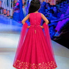 Devils N Angels Girls Rani Pink Embroidered Lehenga Choli Set Wedding & Festive Wear 1-7 Years Jaipur