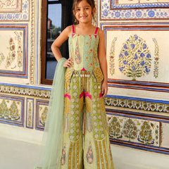 Girls wedding green sharara set