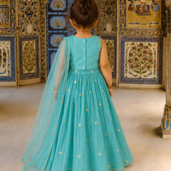 Devils N Angels Girls Sea Green Embroidered Lehenga Choli Set Wedding Wear 6-9 Months Jaipur