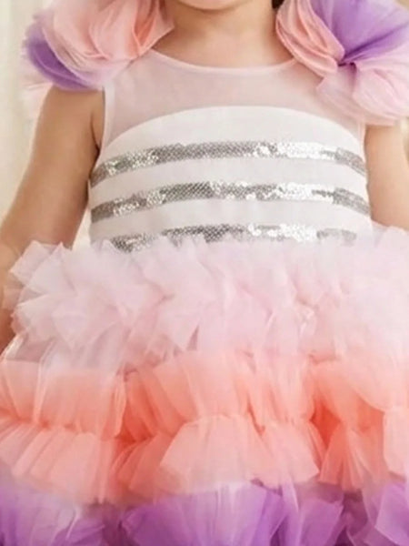 Devils N Angels Multi-Color Frill Birthday Frock for Baby Girls 6-9 Months | Jaipur